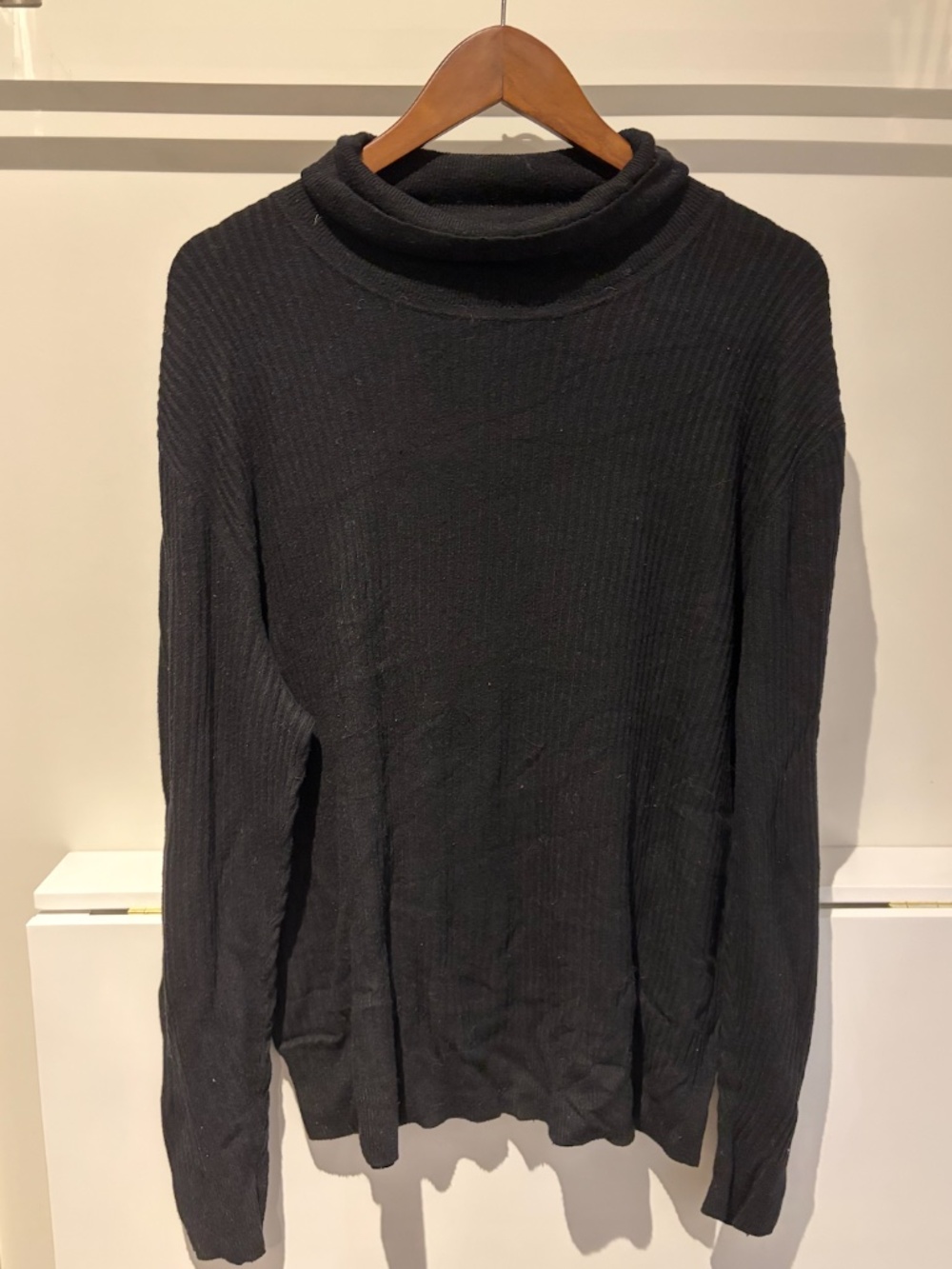INC International Concepts Black Draped Turtleneck Sweater Size XL
